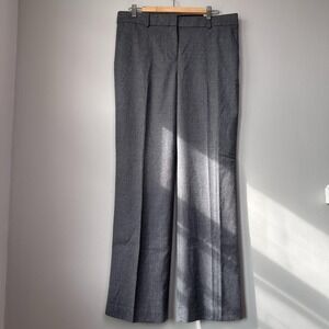 Talbots Windsor Pants Womens 12 Gray Wool Wide Leg Dress Work Minimalist Neutral